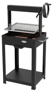 Barbecue a Legna e Carbone 55x46x121 cm BBQ Argentino in Acciaio Duramax Nero