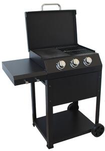 Barbecue a Gas 96x58x100 cm 3 Fuochi in Acciaio Miramar Nero