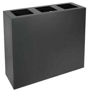 Pattumiera per Raccolta Differenziata 3 Scomparti Capacità 180 lt 90x30x80 cm in Acciaio Antracite