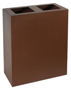 Pattumiera per Raccolta Differenziata 2 Scomparti Capacità 120 lt 60x30x80 cm in Acciaio Corten