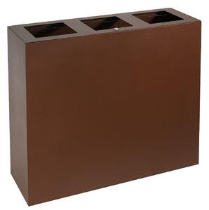 Pattumiera per Raccolta Differenziata 3 Scomparti Capacità 180 lt 90x30x80 cm in Acciaio Corten