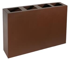 Pattumiera per Raccolta Differenziata 4 Scomparti Capacità 240 lt 120x30x80 cm in Acciaio Corten