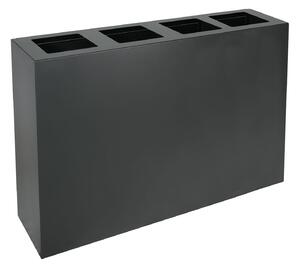 Pattumiera per Raccolta Differenziata 4 Scomparti Capacità 240 lt 120x30x80 cm in Acciaio Antracite