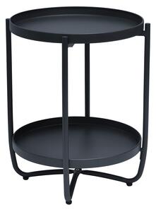 Tavolino da Giardino 2 Ripiani Ø43x52 cm in Ferro Nero