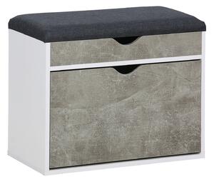 Scarpiera Panca con Scomparto e Cuscino 60x30x50 cm in Truciolare e Poliestere Grigio e Cemento