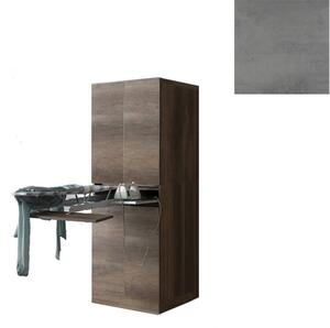Mobile Lavanderia a Colonna per Lavatrice o Asciugatrice con Asse da Stiro e Ante 70x70x192A cm in Nobilitato Unika Grigio Cemento