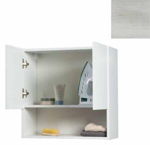 Pensile Bagno Lavanderia con 2 Ante e Vano a Giorno 57,5x27x58 cm in Nobilitato Olmo Bianco