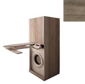 Mobile Lavanderia a Colonna per Lavatrice con Asse da Stiro e Ante Superiori 70x70x174A cm in Nobilitato Unika Olmo Naturale