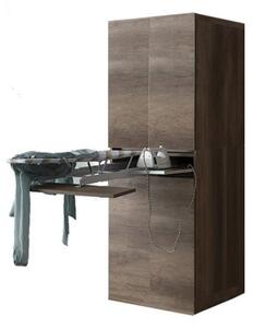Mobile Lavanderia a Colonna per Lavatrice o Asciugatrice con Asse da Stiro e Ante 70x70x174A cm in Nobilitato Unika Bianco Latte