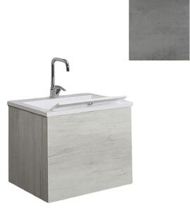 Mobile Lavatoio Sospeso Vasca Zeus in MineralMarmo Apertura a Cassettone 60x48x50 cm Grigio Cemento