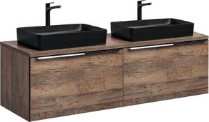 Mobile Bagno 160 Cm Con Piano E 2 Lavabi Da Appoggio Neri