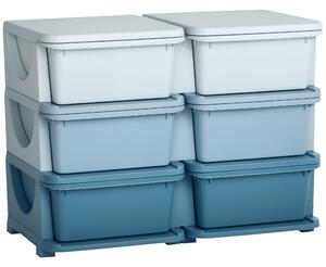 Cassettiera per Cameretta 6 Cassetti 75x37x56.5 cm in PP Blu