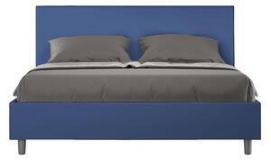 Letto matrimoniale ADELE con testata e Letto imbottiti, rivestimento in similpelle 160x190 cm effetto trapuntato blu
