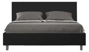 Letto matrimoniale ADELE con testata e Letto imbottiti, rivestimento in similpelle 160x190 cm effetto trapuntato Nero