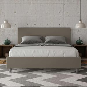 Letto matrimoniale ADELE con testata e Letto imbottiti, rivestimento in similpelle 160x190 cm effetto trapuntato Tortora