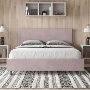 Letto matrimoniale ADELE con testata e Letto imbottiti, rivestimento in Microfibra dimensioni 160x190 cm, Spessore testata 3 cm effetto trapuntato colore Glicine