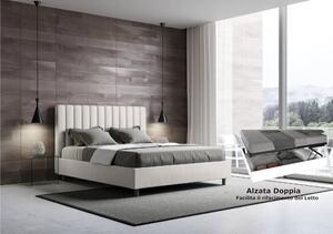 Letto matrimoniale In Similpelle AGUEDA con giroletto imbottito Dimensioni 160x190 cm con Doppia ALZATA xla comodit� di rifare il letto colore bianco