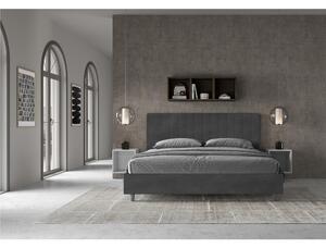 Letto matrimoniale In MIcrofibra AGUEDA giroletto imbottito Dimensioni 160x190 cm effetto trapuntato Grigio
