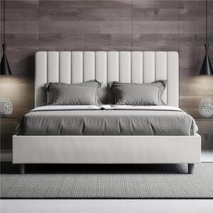 Letto matrimoniale In Similpelle AGUEDA con giroletto imbottito Dimensioni 160x190 cm effetto trapuntato bianco