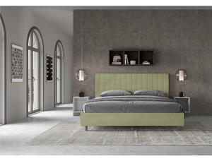 Letto matrimoniale In MIcrofibra AGUEDA giroletto imbottito Dimensioni 160x190 cm effetto trapuntato t� verde