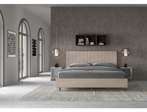 Letto matrimoniale In MIcrofibra AGUEDA giroletto imbottito Dimensioni 160x190 cm effetto trapuntato Sabbia