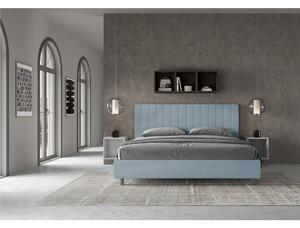 Letto matrimoniale In MIcrofibra AGUEDA giroletto imbottito Dimensioni 160x190 cm effetto trapuntato Azzurro