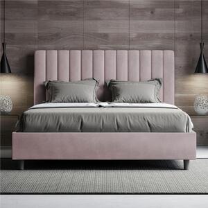 Letto matrimoniale In MIcrofibra AGUEDA giroletto imbottito Dimensioni 160x190 cm effetto trapuntato Glicine