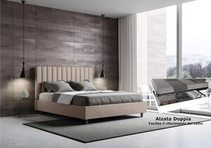 Letto matrimoniale In Similpelle AGUEDA con giroletto imbottito Dimensioni 160x190 cm con Doppia ALZATA xla comodit� di rifare il letto colore Tortora