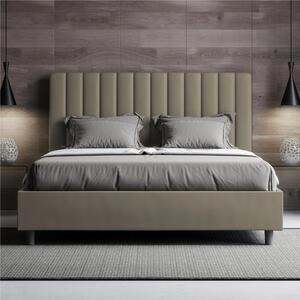 Letto matrimoniale In Similpelle AGUEDA con giroletto imbottito Dimensioni 160x190 cm effetto trapuntato cappuccino
