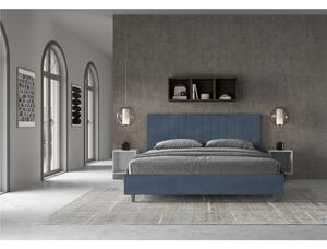 Letto matrimoniale In MIcrofibra AGUEDA giroletto imbottito Dimensioni 160x190 cm effetto trapuntato Blu