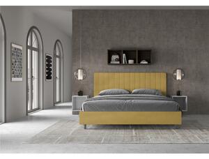 Letto matrimoniale In MIcrofibra AGUEDA giroletto imbottito Dimensioni 160x190 cm effetto trapuntato Ocra