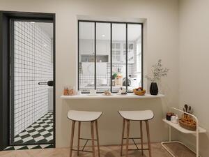 Vetrata stile industriale 120 x 130 cm in alluminio termolaccato nero - BAYVIEW