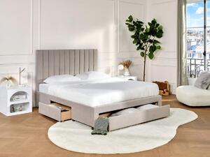 Letto con 3 cassetti 160 x 200 cm Tessuto Beige - LIAKO
