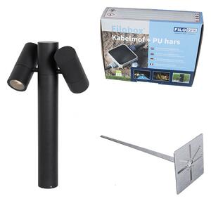 Lampada da esterno a stelo nera 50 cm 2 luci orientabili - Duo