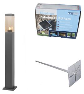 Lampada da esterno moderna Grigio scuro con vetro fumé 80 cm - Malios