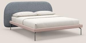 Soleil letto imbottito di design con piedi alti in metallo in bouclet