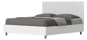 Letto Matrimoniale 160x190 cm con Rete e Contenitore Alzata Comoda Struttura Bianco Frassico e Testata in Similpelle Kaia Bianco