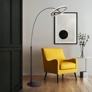 Globo Lampada ad arco Della, dimmerabile, Nero, Soggiorno / Sala da pranzo, Alluminio, Moderno, Lampada da terra