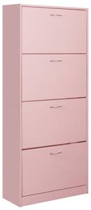 Scarpiera 4 Ante 63x24x150 cm Ripiani Doppia Profondità in MDF Rosa