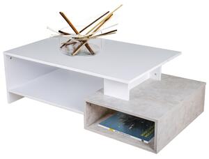 Tavolino da Salotto Design Moderno 106,5x60x34,5 cm in MDF Bianco e Cemento