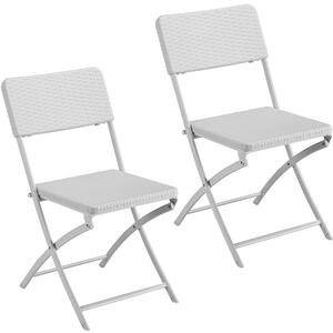 Set 2 Sedie da Giardino Pieghevoli in Polyrattan Bianco