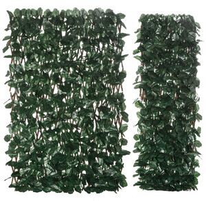 Outsunny Siepe Artificiale a 2 Sezioni da 356 Foglie di Edera, in Poliestere e Rattan, 200x100 cm, Verde e Marrone