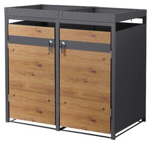 ML-Design cassonetto per rifiuti con tetto a fioriera per 2 cassonetti 240L 132x80x124 cm in acciaio
