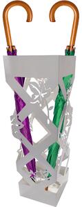 Portaombrelli da Ingresso Design Floreale Quadrato 15,5x15,5x49 cm in Ferro Bianco