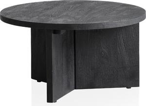 WOHNLING Tavolino 60x60x33 cm Mango Legno Massiccio Nero Divano Tavolo Rotondo Soggiorno Tavolo Treppiede Tavolino Soggiorno Basso Moderno