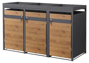 ML-Design cassonetto per rifiuti con tetto a fioriera per 3 cassonetti 240L 200x80x124 cm in acciaio