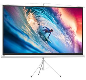 Telo per Proiettore Pieghevole da 100" con Treppiede Regolabile 235,8x8x136 cm in Plastica e Metallo Bianco