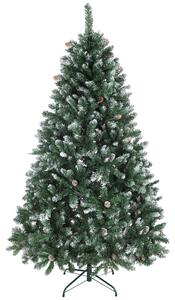 Albero di Natale Innevato 180 cm 910 Rami Effetto Neve con Pigne in Plastica e Metallo Verde