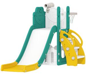 Scivolo per Bambini con Canestro 178x70x86 cm in HDPE e PP Giallo e Verde