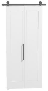 Porta Scorrevole a Libro 90x210 cm con Superficie Verniciabile in MDF e Carbonio Bianco